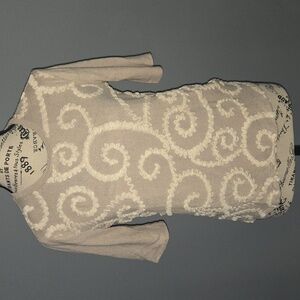 Zara Elegant Cream Top with Sheer Swirl Design